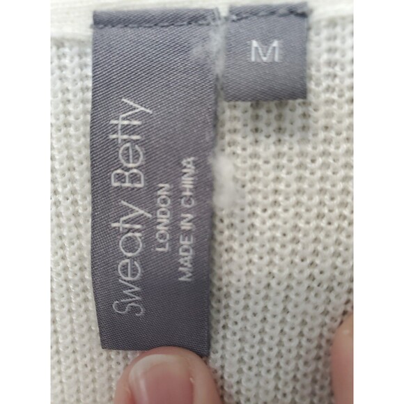 Sweaty Betty Off-White Cashmere Blend Longline Open Front Cardigan Size Medium - Picture 3 of 9